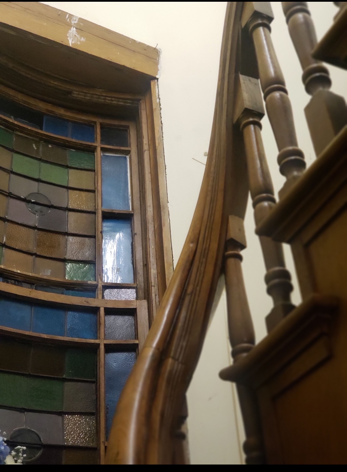 Stained glass inside the church
